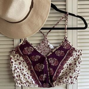 Adorable Boho Print Racer Back Surplice Crop Top!